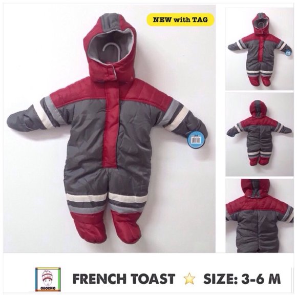 French Toast ❤️ Toddler Baby Child's Hooded Long Sleeve Snowsuit- Size: 3-6M - Picture 1 of 2